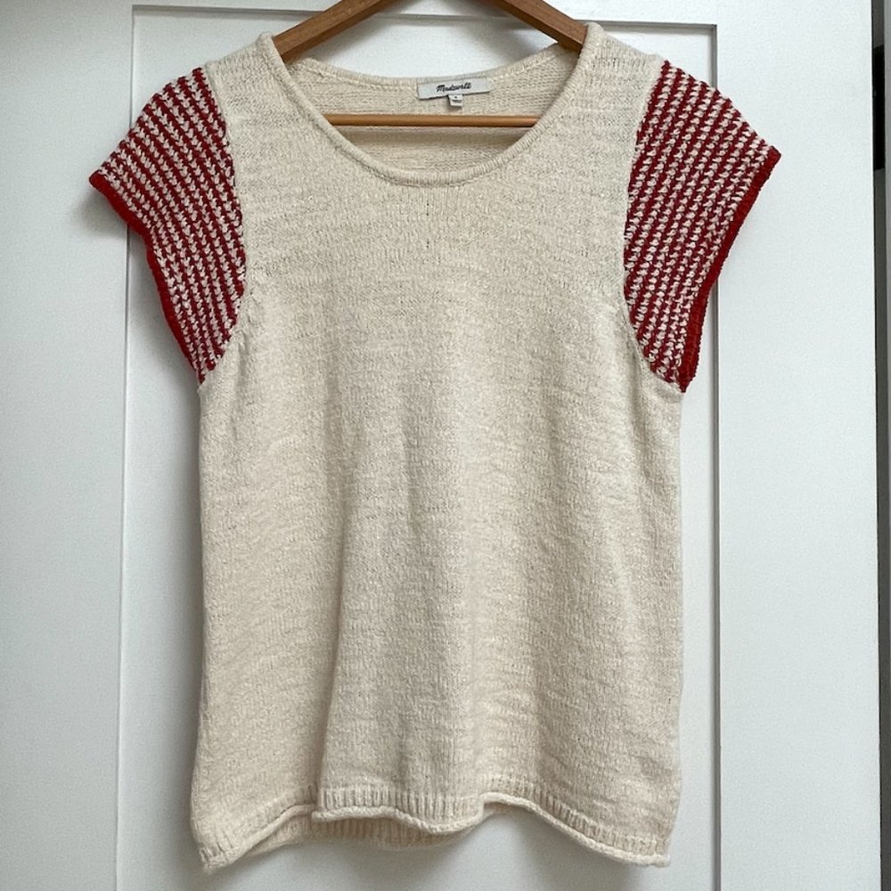 Madewell Knit Tee Top Red/White